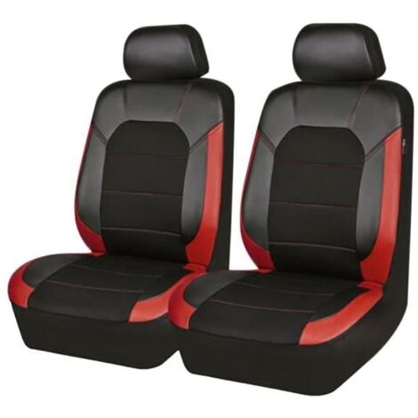 (noir+rouge)Housses de siège - MIOLOE - Universelles - Noir + Rouge - Cuir PU - 4 pièces (1/4)