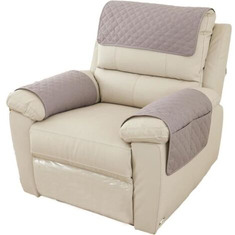 (Gris clair)Housse de Fauteuil 1 Place - MARQUE - Réversible - Imperméable - Polyester - Gris clair (1/4)