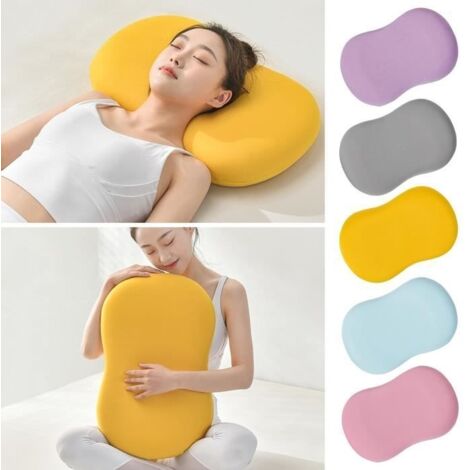 (jaune)Oreiller ergonomique cervical à memoire de forme 55X35cm oreiller latéral avec housse lavable jaune (1/4)