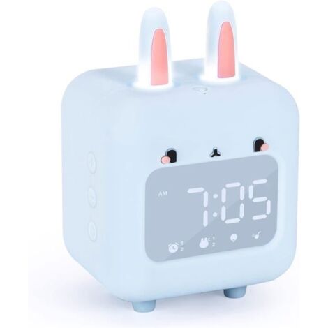 Réveil numérique pour enfants, réveil lapin pour chambre de filles, avec veilleuse, compte à rebours, bleu-MCJ (1/4)