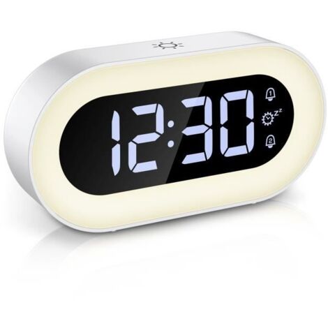 (Blanc)Réveil Numérique, Alarm Réveil LED avec Veilleuse, Snooze, Luminosité réglable, ave mode jour de travail (Blanc) (1/4)