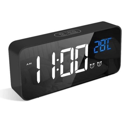 Réveil Numérique, Alarm Réveil LED avec Fonction Snooze, Charge des Ports USB (Noir) (1/4)