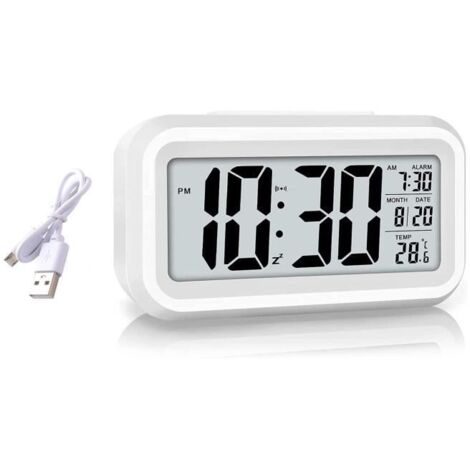 Réveil Numérique rechargeable,Alarm Réveil LED avec Température, Fonction Snooze, 12/24H Conversión, du Calendrier (1/4)