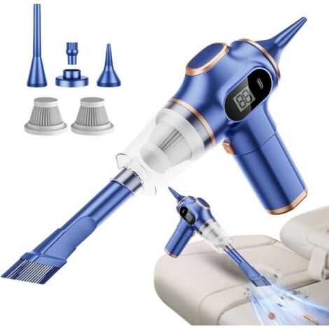 (Élément Filtrant Double Bleu)Aspirateur À Main  Aspirateur De Voiture Rechargeable Sans Fil 120 W  Aspirateur Portatif Rechargeable De Puissance D\'Aspir[H2356] (1/4)