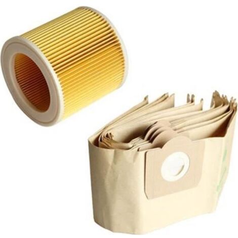 5X le Sac à PoussièRe 1X Filtre pour Aspirateur KARCHER WD3 Premium WD 3,300 M WD 3,200 WD3.500 P 6,959-130 (1/4)