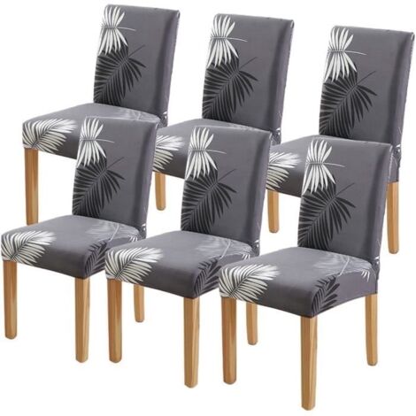 6 Pièces Housse de Chaise Extensible pour Salle à Manger Protection de Chaise Imprimée Maison Hôtel Mariage Réunion (1/4)