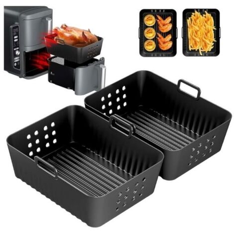 2 Paquet Moule Air Fryer pour Double Stack Friteuse Sans Huile , Silicone Moule Accessoires Airfryer pour Plat Pour Cuisine,yd