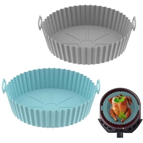 2 Pièces Moule Silicone Air Fryer, 20cm Accessoire Panier de à Air pour Philips Ninja Foodi Max Cosori Moulinex Tefal (1/4)