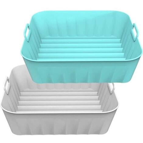 2 Pièces Panier Friteuse en Silicone, Pot en Silicone pour Friteuse à Air, Accessoire Air Fryer, Convient aux Friteuses à Air(21cm) (1/4)