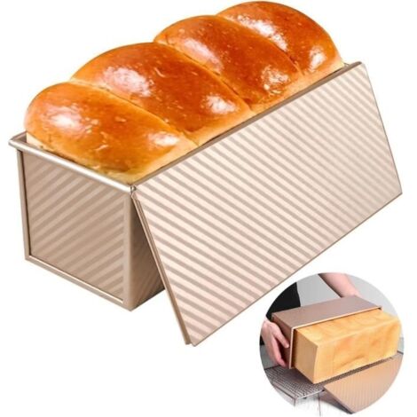 (OR)Moule à Pain avec Couvercle, Moule à Toast Rectangulaire, Boîte à Pain Antiadhésif pour Sandwich, Dessert, Lasagne, Toast, Gâteau - (1/4)