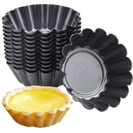 (Noir)Moules à Tartelettes - Non spécifié - 12 Pièces - Acier au Carbone - Noir - Multifonctionnels (1/4)
