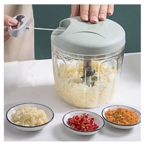 Hachoir manuel 5 secondes, 900 ml, Hacher, découper, mixer, Légumes, Noix, Oignons, Lames en acier inoxydable, Cuisine rapide et (1/4)