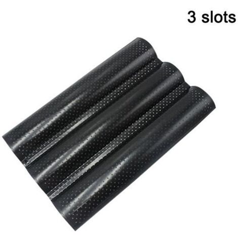 (NOIR)En acier au carbone Vague française Pain de cuisson Plateau pour cuisson Moule Pan Baguette 3 Groove NOIR (1/4)