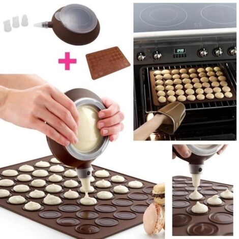 Set de Cuisson Pour Macarons: Tapis à Macarons En Silicone - 38.3x28.5cm PLUS Outil buse pour garniture