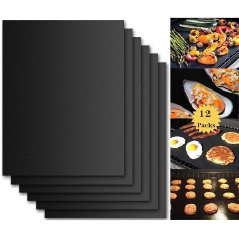 Tapis de Cuisson Barbecue, Set de 12 Feuille de Cuisson pour Barbecue et Four - 4033 cm Anti-adhérent de BBQ et Feuilles de Cuis (1/5)
