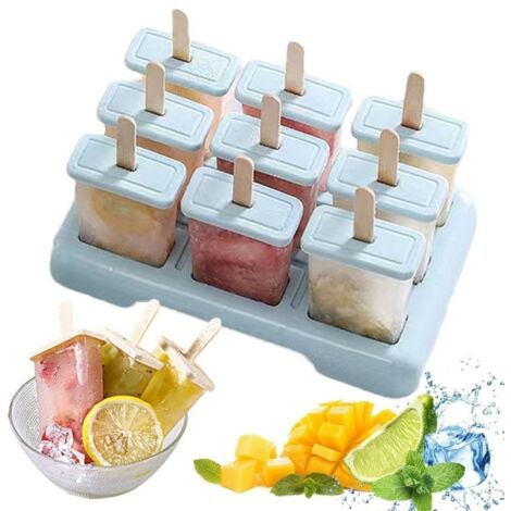 XVX—Lot de 9 Moule à Glace en Silicone - Moule Glace a l eau - Réutilisables Moule à Glace pour enfants et adultes,bleu (1/4)