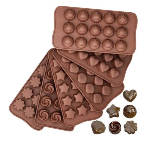 Moulle a Chocolat Silicone Bricolage Créatif, 6 Modèles Différents Moule en Silicone pour Bonbons de Noël Gâteau Gelée (1/4)