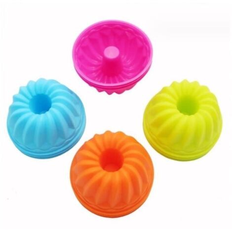 (coloré)Moules à pâtisserie - AQSACOKIYA - Mini Kouglof en Silicone - 12 Pièces - Réutilisables - Antiadhésifs (1/4)