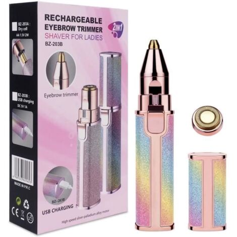 Tondeuse et agrave, sourcils rechargeable, et eacute,pilateur indolore pour femme, pointe de pré,cision, et eacute,pilateur pour490 (1/4)