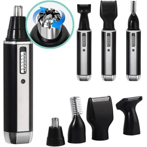 Tondeuse Nez Oreilles 4 en 1 USB Rechargeable Tondeuse Electrique Tondeuse Barbe Tondeuse Sourcils Poils du Visage Rasoir