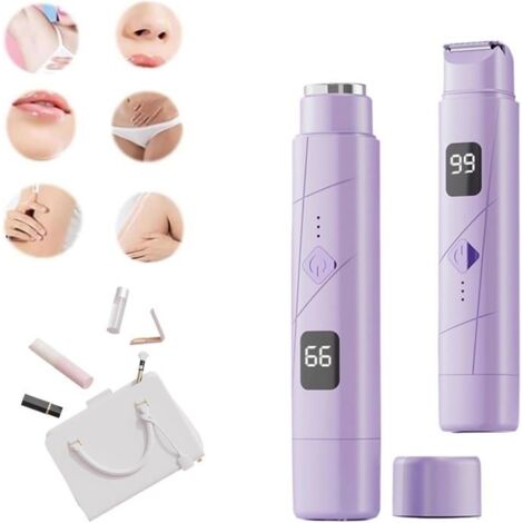 (Cristal liquide violet)Mini tondeuse rechargeable pour femmes, rasoir portable pour bikini et corps (Violet) (1/5)