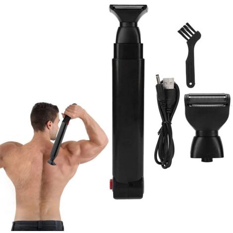 Tondeuse poils dos hommes rechargeable USB, rasoir réglable dos