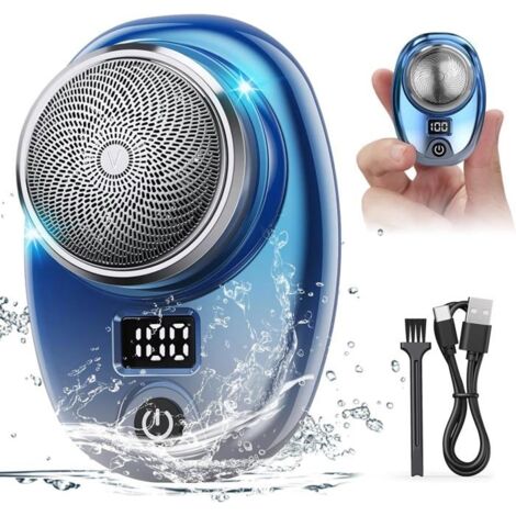 (Couleur:Blue)Mini rasoir, USB Recharge-able Waterproof Portable Electric Shaver Easy One-Button Wet and Dry Use Suitable for (1/5)