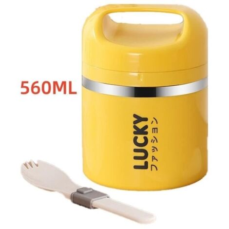 (Jaune)Boîte Alimentaire Isotherme - Non spécifié - Double Couche - 560ML - Jaune - Avec Cuillère (1/4)