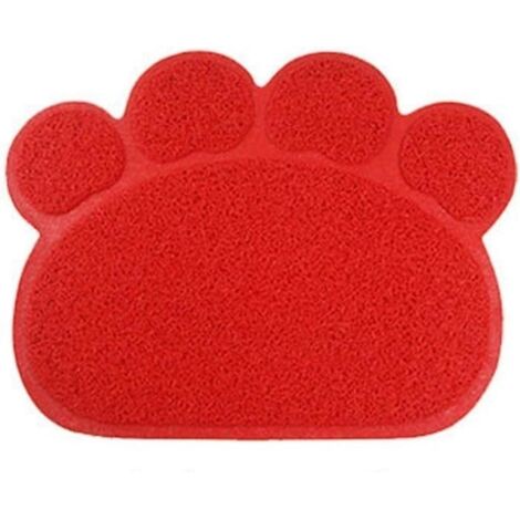 Tapis de litière pour chat, tapis de nettoyage pour bol d\'alimentation et de nourriture 30 x 40 cm (rouge) (1/3)
