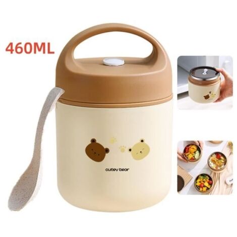 (Marron+Beige(Ours))Boîte Alimentaire Isotherme - Non spécifié - Modèle Ours - 460ML - Cuillère incluse - Marron et Beige (1/4)