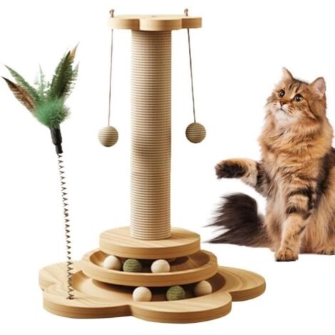 Griffoir - 15,7 pouces - Bois - Sisal - Arbre à Chat 4 en 1 (1/4)