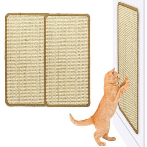 Griffoir pour Chat Tapis Griffoir Chat Tapis à Gratter en Sisal 2Pcs Auto-adhésifen Tapis de Sol pour Chat protège Tapis et Canapés (1/4)