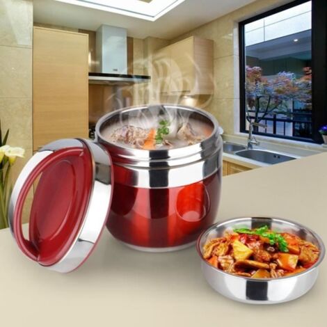 1,2L Boite pour dejeune, Lunch box bento, Lunch box isotherme, Bento japonais, Boite repas inox, Boite a dejeuner enfant - Rouge (1/4)