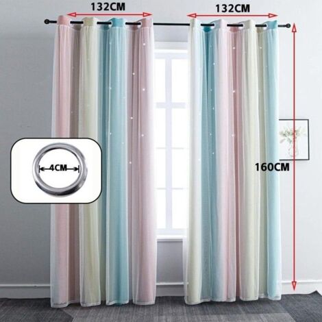 (Poudre bleue)Lot de 2 Rideaux Occultants-L132 sur H160cm-avec Oeillets ...