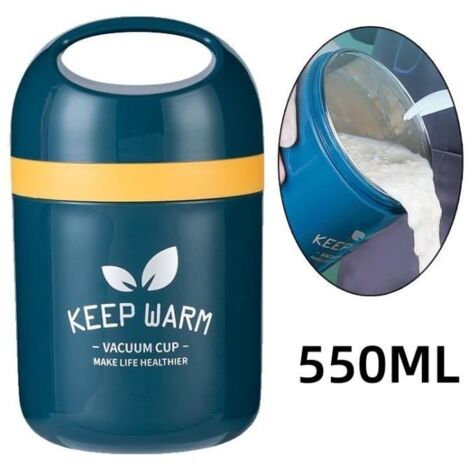 (Bleu Foncé)Boîte Alimentaire Isotherme - Inox - 500ML - Portable - Double Couche - Bleu Foncé (1/4)