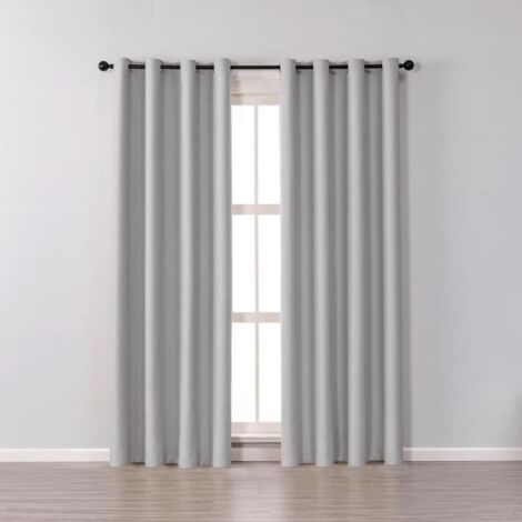 (Gris Clair)Rideau Occultant Une Piece Thermique à Oeillet Décoration de Fenêtre Pour Salon et Chambre 132 x 160 cm Gris Clair (1/4)