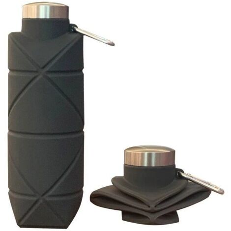 Bouteille d'Eau Pliable et Réutilisable en Silicone de 700ml, Tasse Portable Anti-Fuite pour Camping en Plein Air, Randonnée-gris (1/4)