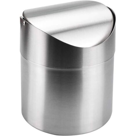 Mini poubelles de bureau en acier, poubelle de table, mini poubelle à couvercle avec couvercle pour le bureau à domicile (12 X 12 X (1/5)