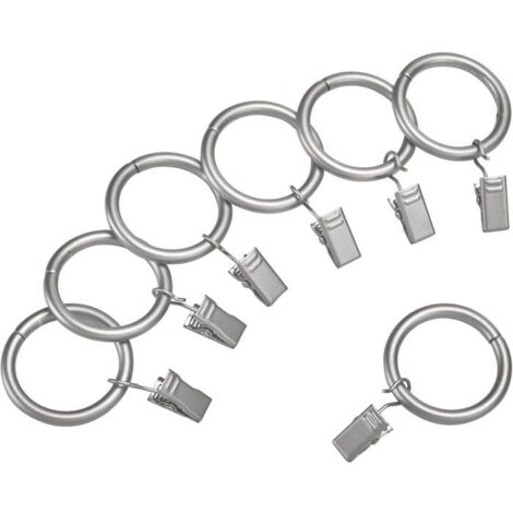 Anneaux de fixation pour tringle à rideaux de 2,5 cm, lot de 20, argent (1/4)