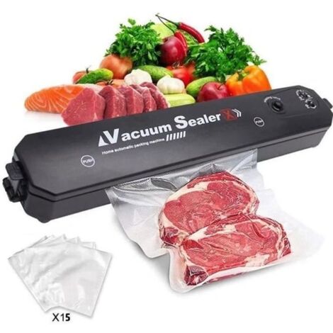 (Noir)MTEVOTX Machine Sous Vide Alimentaire Conservation - Y Compris Sacs Sous Vide pour Aliments, Viandes, Légumes(15bags)-Noir (1/4)