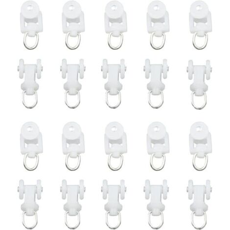 (20 Groupes de Rouleaux)Rouleaux de Rail de Rideau,transporteurs à roulettes pour Rideaux ondulés,Coureurs de draperie Pliables,20 pièces (22x16mm