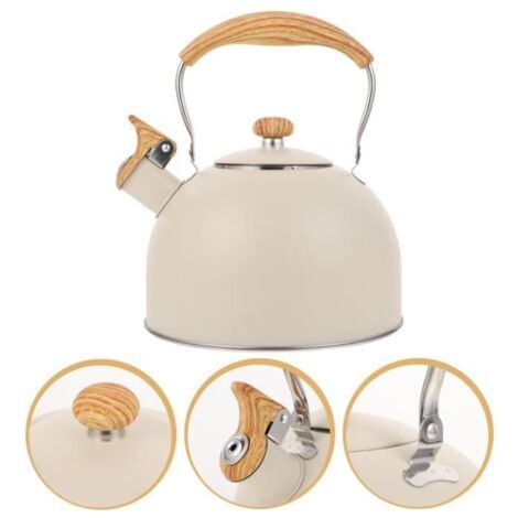 1pc 2.5L ustensiles de cuisine plate Kinder Kettle Sounding Bouilloire (beige) bouilloire electrique petit dejeuner - cafe (1/4)