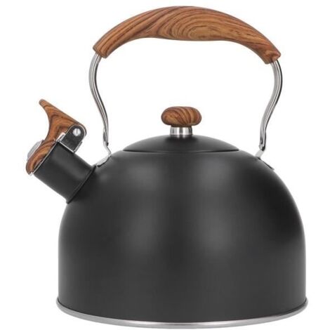 bouilloire sifflante 2.5L Sifflement Thé Bouilloire En Acier Inoxydable Bois Motif Poignée pour Thé Café Lait Eau (1/4)