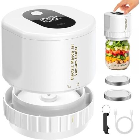 (Blanc)Scelleuse Sous Vide Électrique - NOBRAND - Bocaux Mason - 10 Couvercles Inclus - Rechargeable - 15W (1/4)
