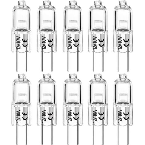 Ampoules halogènes G4 10W 12V T3 JC Type 2 broches de remplacement de base pour armoire Puck Light Track Lighting Dimmable (10 (1/4)