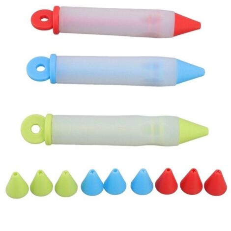 Ensemble patisserie,Kit de 3 stylos à glaçage alimentaire - 12 motifs pour décorer gâteaux (1/5)