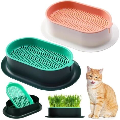 2pcs Herbe à Chat Boîte en Plastique, Herbe à Chat Bac, Germoir d'herbe à Chat, Planteur d'herbe À Chat Hydroponique sans Sol (1/4)
