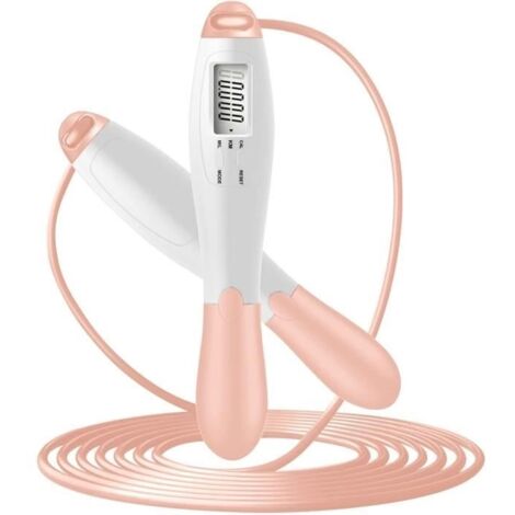 Corde à Sauter Intelligente Réglable Jump Rope avec Compteur Calories et Minuterie Poignées Antidérapantes Rose et blanc