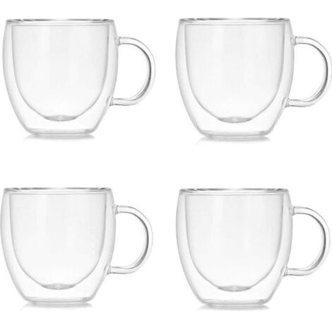 Tasse,tasses à café en verre,150 ml à double paroi isolée en verre borosilicate ,avec poignée,pour café,thé, expresso,bière-4 pcs (1/4)