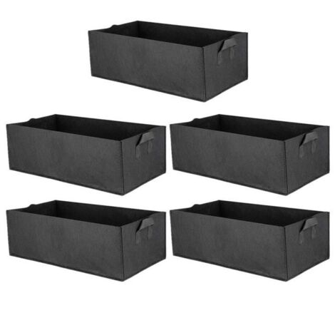 (Noir)5 Pack Tissu Surélevé Lit de Jardin, Fleur de Jardin Carrée Sac de Plantation de Légumes Sac Planteur Pot avec Poignées pour (1/4)